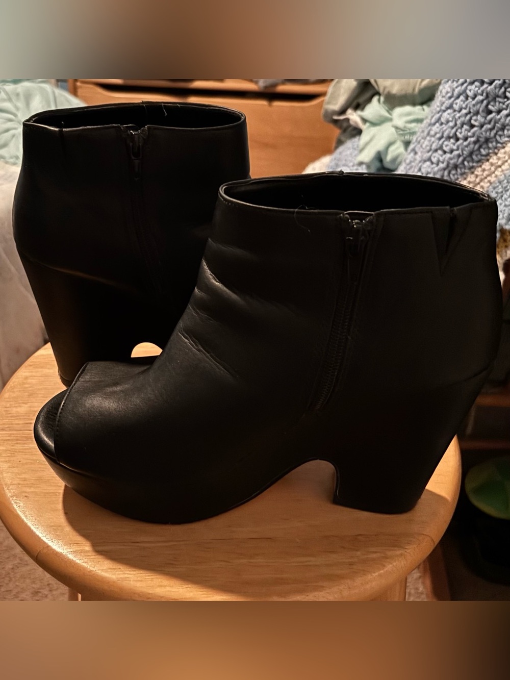 Torrid Black Open Toe Platform Booties (10W)